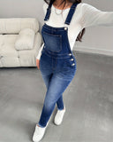 Flvsun-Women's Skinny Back Pants with Adjustable Straps - High-Stretch Denim, Classic Elegant Style