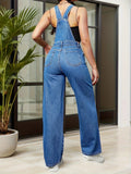 Flvsun-Womens Overalls Denim Straight Wide Leg