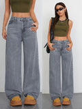 Flvsun-Wide Leg Jeans for Women Casual High Waist Baggy Jeans Denim Pants