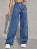 Flvsun-Wide Leg Jeans for Women Casual High Waist Baggy Jeans Denim Pants