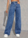 Flvsun-Wide Leg Jeans for Women Casual High Waist Baggy Jeans Denim Pants
