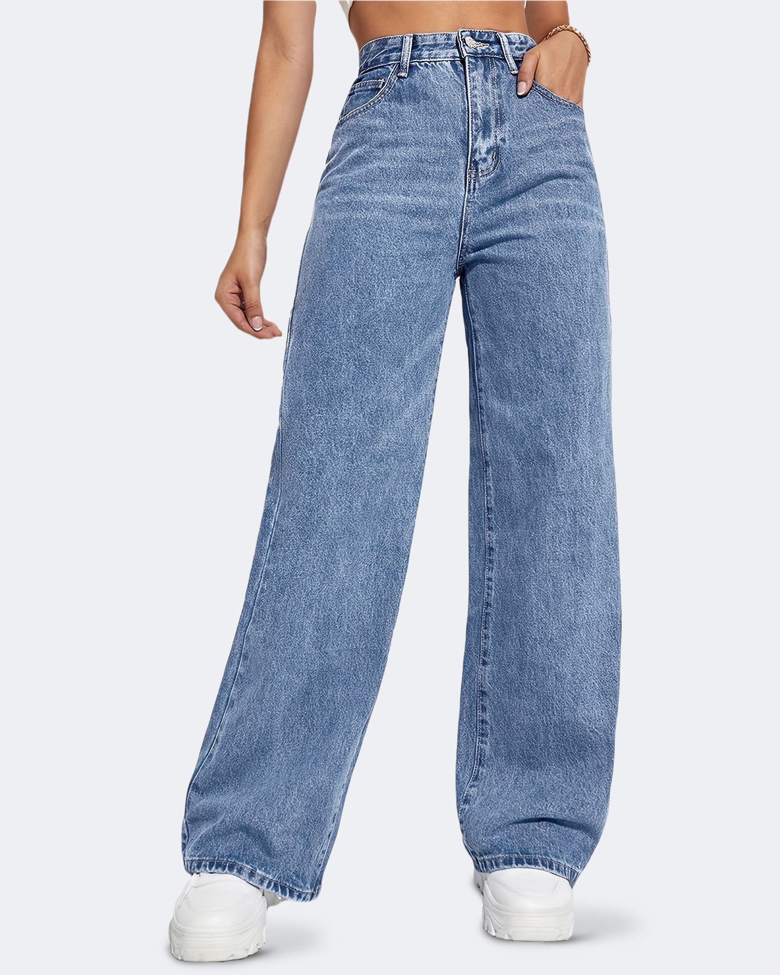 Flvsun-Wide Leg Jeans for Women Casual High Waist Baggy Jeans