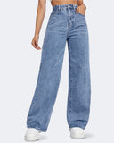 Flvsun-Wide Leg Jeans for Women Casual High Waist Baggy Jeans Denim Pants