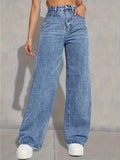 Flvsun-Wide Leg Jeans for Women Casual High Waist Baggy Jeans Denim Pants