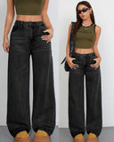 Flvsun-Wide Leg Jeans for Women Casual High Waist Baggy Jeans Denim Pants