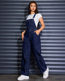 Flvsun-Womens Overalls Denim Straight Wide Leg Jeans Denim Overalls with Adjustable Straps