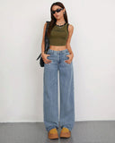 Flvsun-Wide Leg Jeans for Women Casual High Waist Baggy Jeans Denim Pants