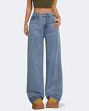 Flvsun-Wide Leg Jeans for Women Casual High Waist Baggy Jeans Denim Pants