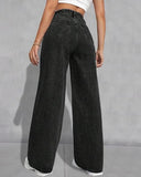Flvsun-Wide Leg Jeans for Women Casual High Waist Baggy Jeans Denim Pants