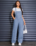 Flvsun-Womens Overalls Denim Straight Wide Leg Jeans Denim Overalls with Adjustable Straps