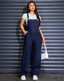 Flvsun-Womens Overalls Denim Straight Wide Leg Jeans Denim Overalls with Adjustable Straps