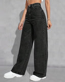 Flvsun-Wide Leg Jeans for Women Casual High Waist Baggy Jeans Denim Pants