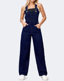 Flvsun-Womens Overalls Denim Straight Wide Leg Jeans Denim Overalls with Adjustable Straps