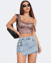 Flvsun-Women's Denim Skort High Waisted Casual Denim Shorts Ripped Raw Hem Shorts