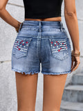 Flvsun-2025 Spring/Summer Slim Fit Washed Women's Denim Distressed Shorts