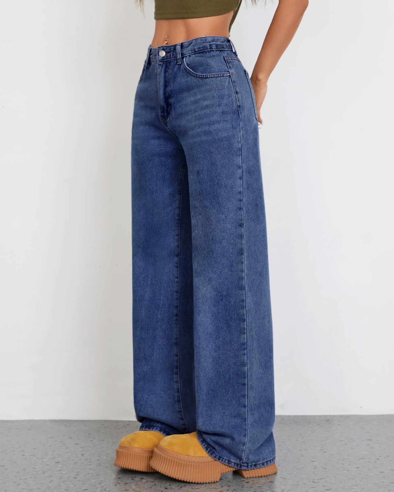 Flvsun-Wide Leg Jeans for Women Casual High Waist Baggy Jeans Denim Pants