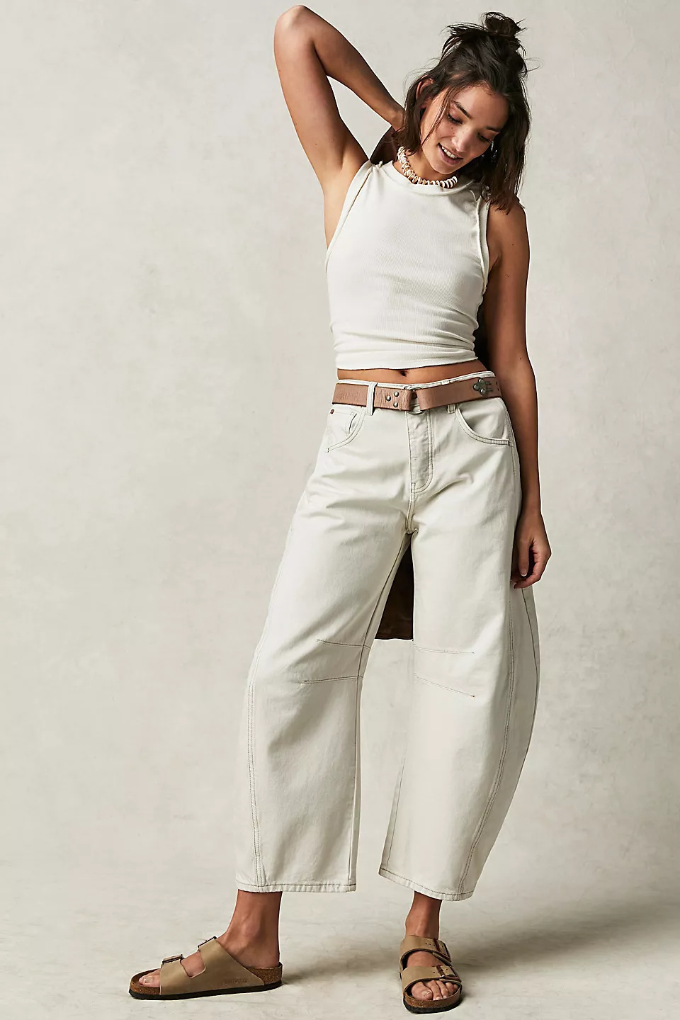 Flvsun-Mid Rise Vintage Barrel Jeans for Women - Wide Leg, Stretchy, Cropped, Baggy Boyfriend Style