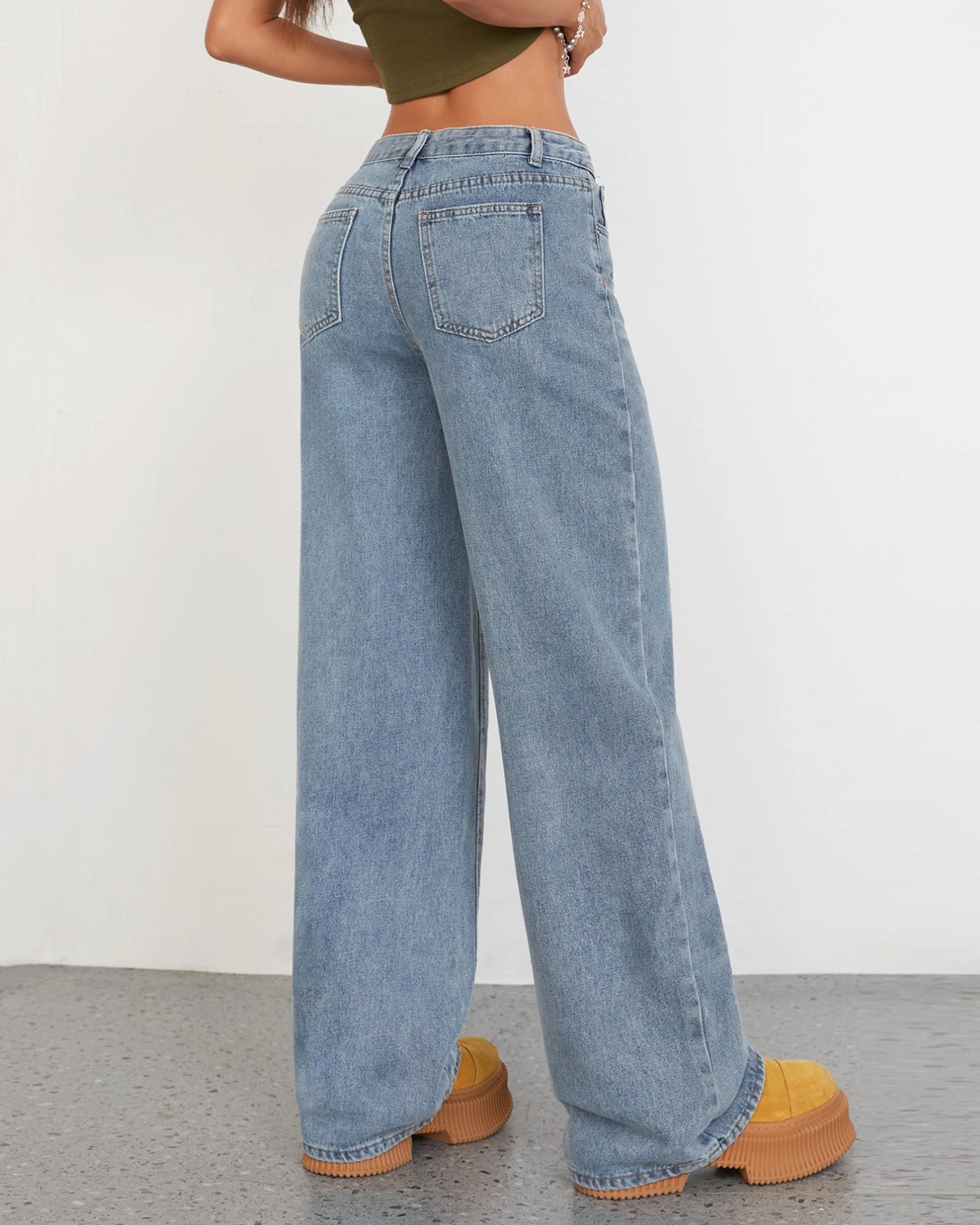 Flvsun-Wide Leg Jeans for Women Casual High Waist Baggy Jeans Denim Pants