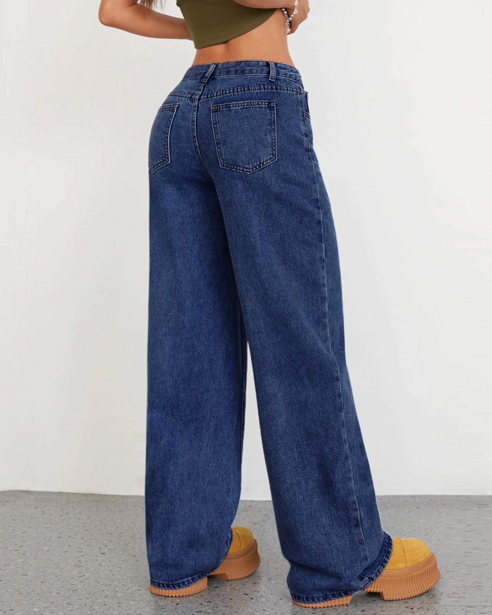 Flvsun-Wide Leg Jeans for Women Casual High Waist Baggy Jeans Denim Pants