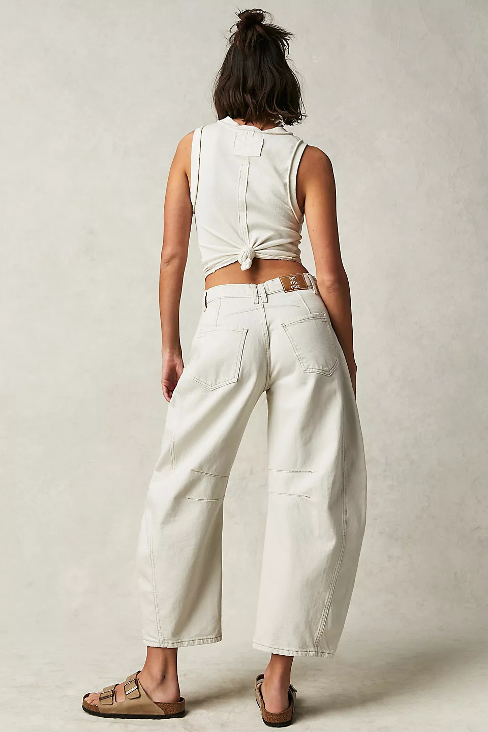 Flvsun-Mid Rise Vintage Barrel Jeans for Women - Wide Leg, Stretchy, Cropped, Baggy Boyfriend Style