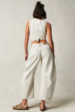 Flvsun-Mid Rise Vintage Barrel Jeans for Women - Wide Leg, Stretchy, Cropped, Baggy Boyfriend Style