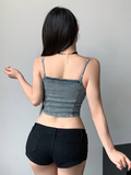 Flvsun-Designer Women Suntop Tight-Fitting Short Denim Camisole