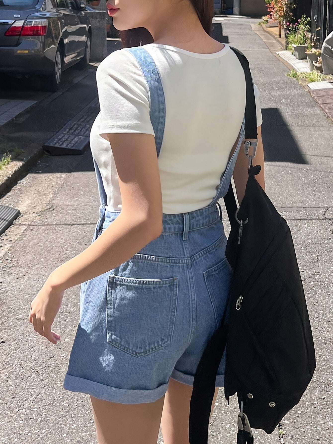 Flvsun-Women's Casual Denim Jumpsuit with Adjustable Straps & Pockets - Loose Fit Wide Leg Water-Washed Denim Dress