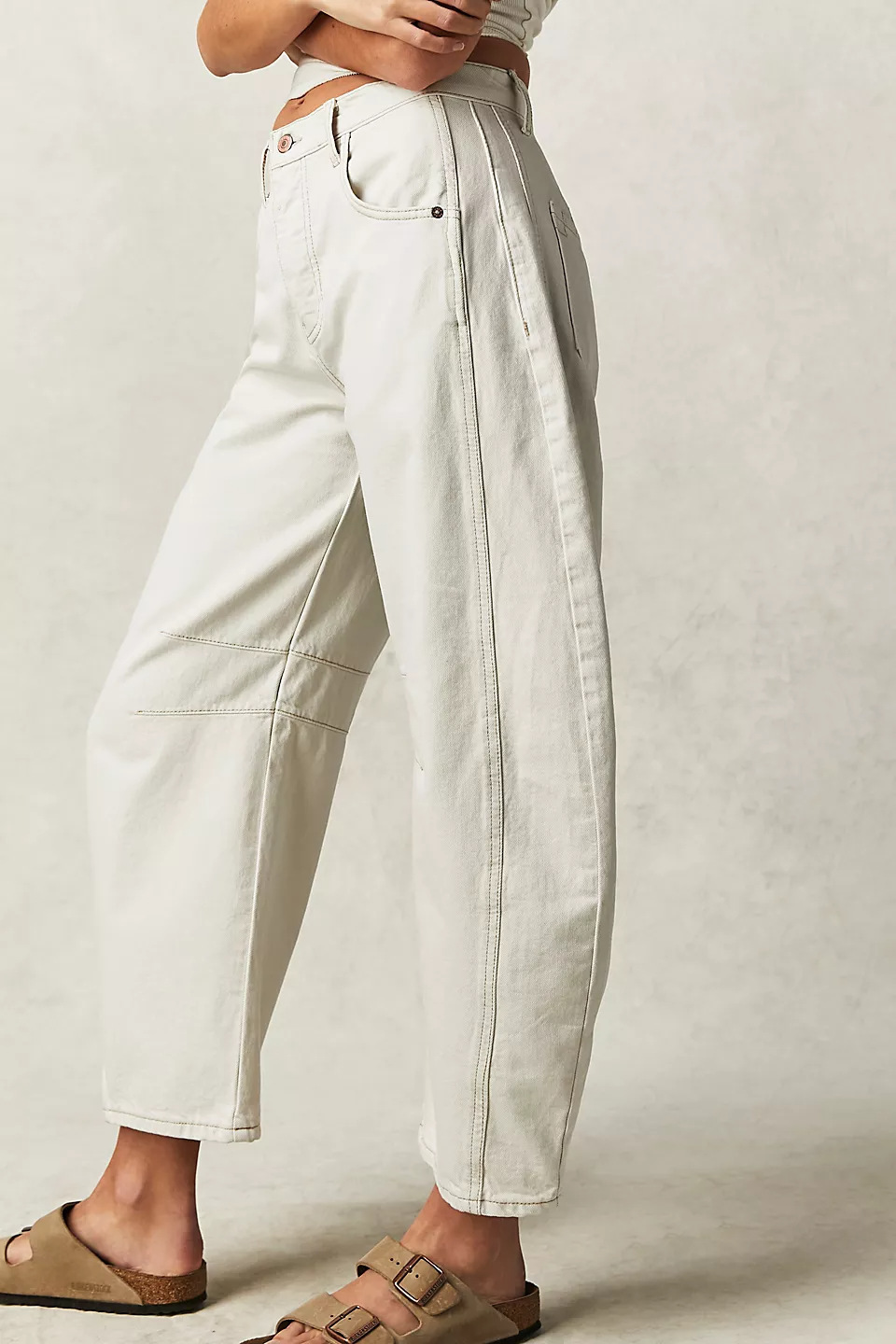 Flvsun-Mid Rise Vintage Barrel Jeans for Women - Wide Leg, Stretchy, Cropped, Baggy Boyfriend Style