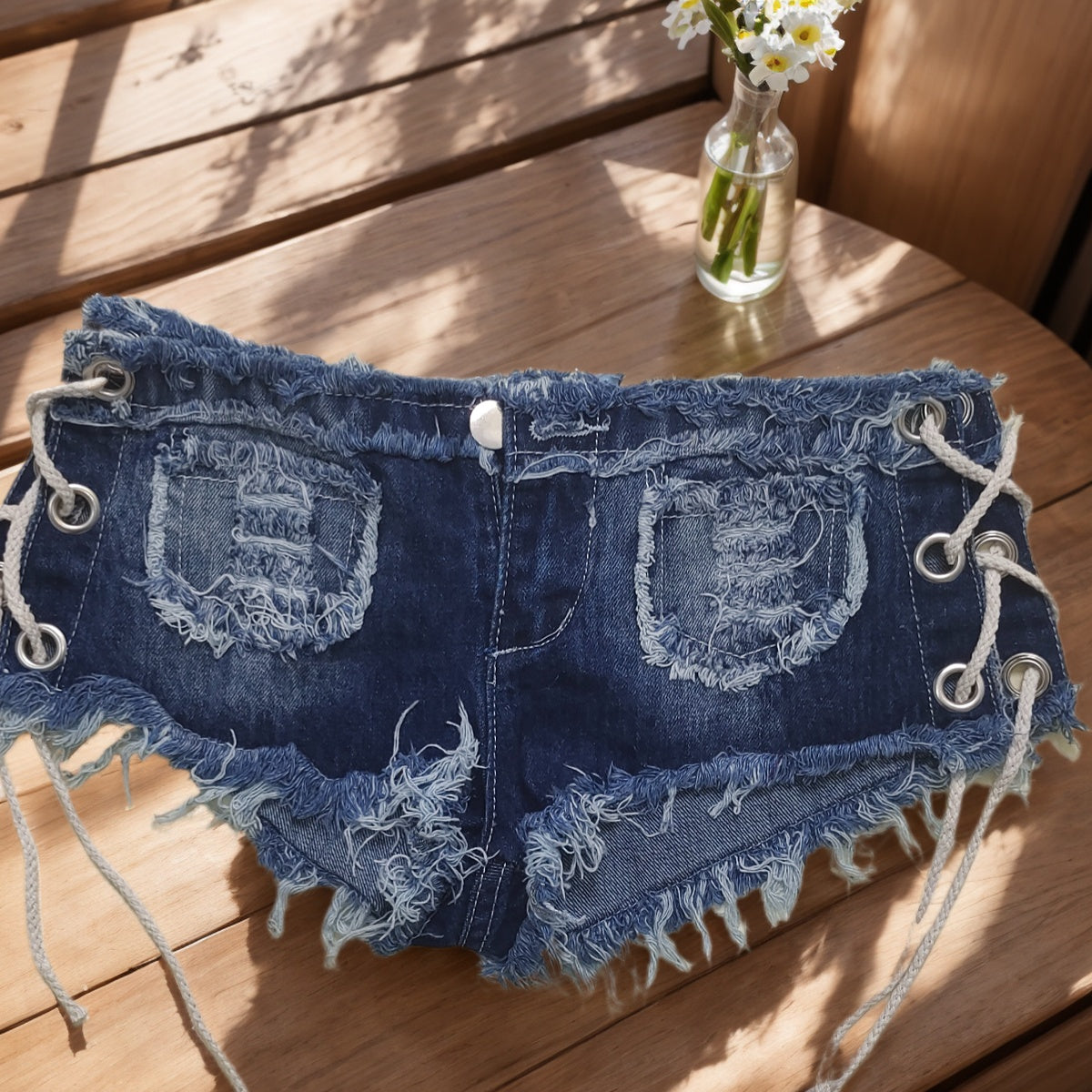 Flvsun-2025 New Summer Women's Low-Rise Denim Shorts - Sexy Hotpants
