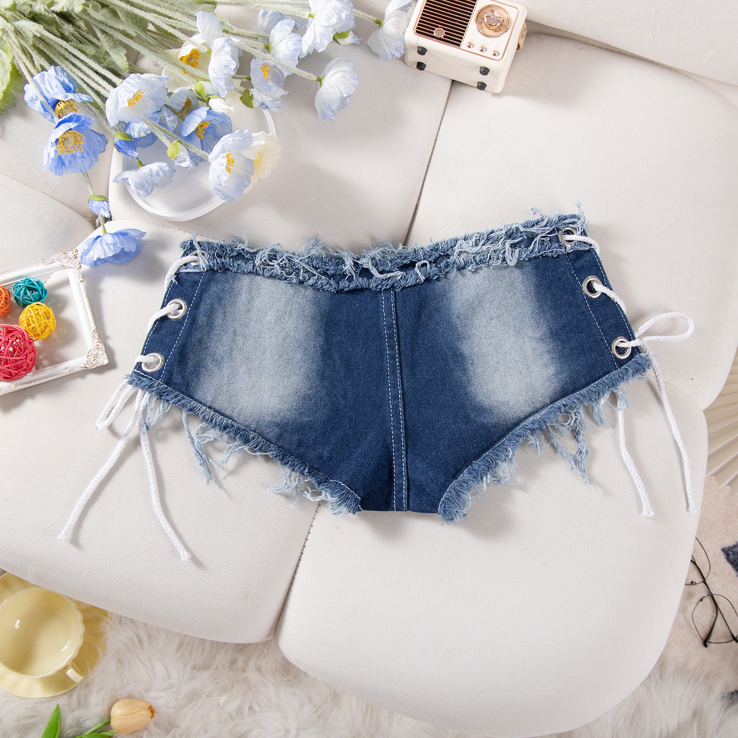 Flvsun-2025 New Summer Women's Low-Rise Denim Shorts - Sexy Hotpants
