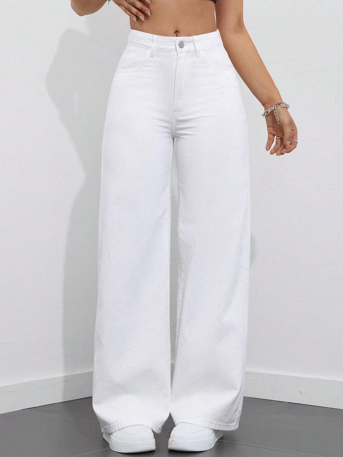 Flvsun-Wide Leg Jeans for Women Casual High Waist Baggy Jeans Denim Pants