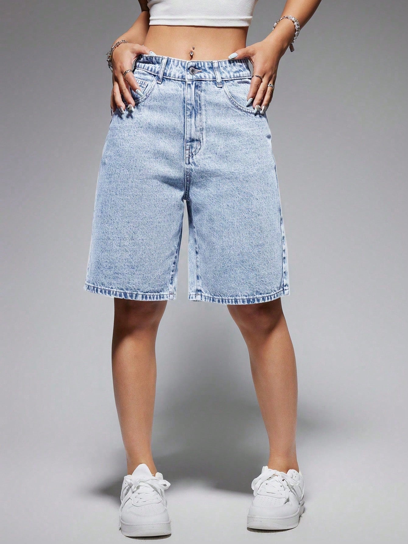 Flvsun-Women's Solid Color Simple Casual Denim Shorts For Summer