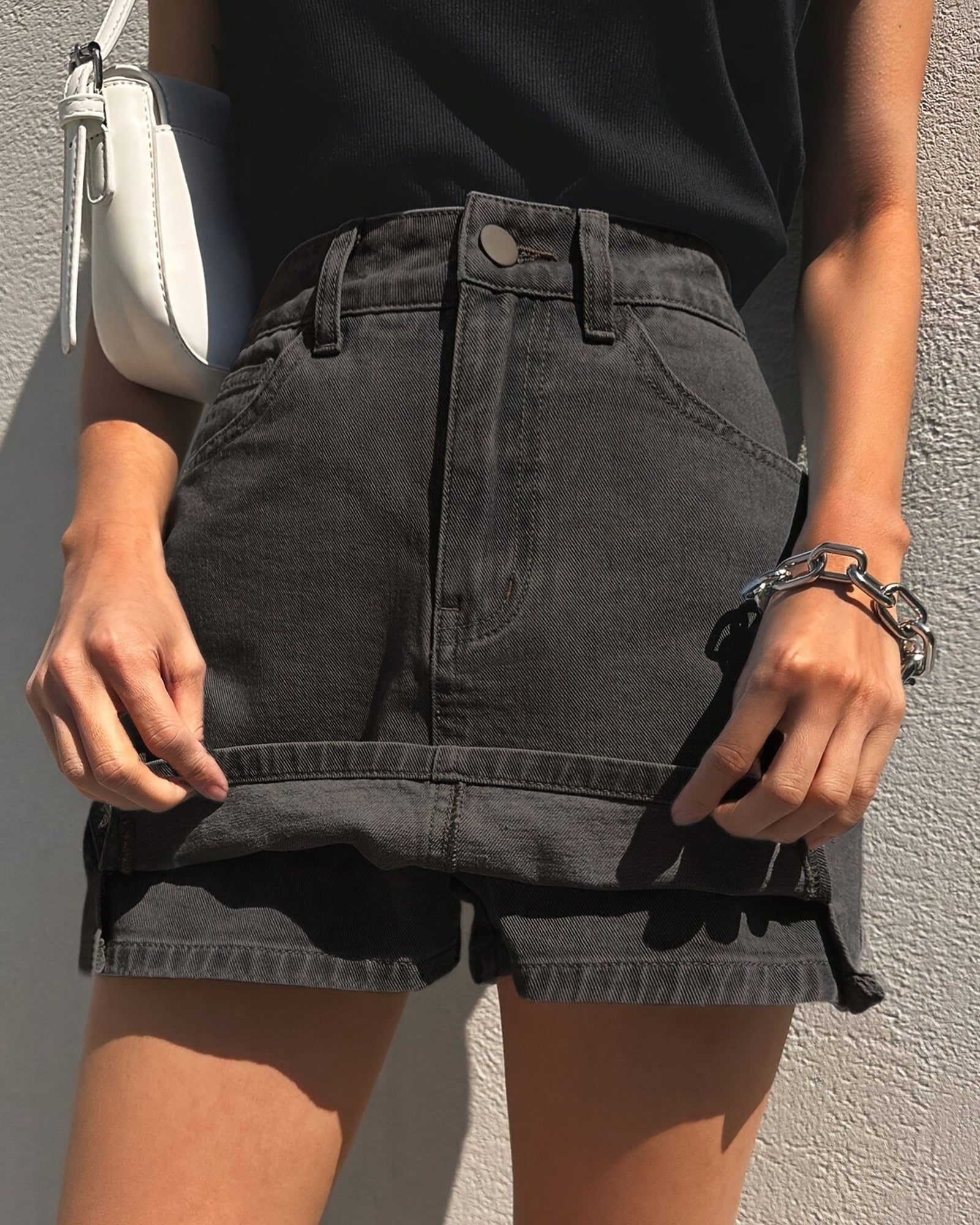 Flvsun-Denim Skorts Skirts Womens High Waisted Denim Mini Shorts Side Slit Denim Jean Skort Skirt