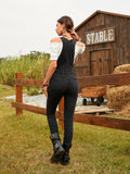 Flvsun-Women's Stretchy Distressed Skinny Denim Jumpsuit with Adjustable Straps
