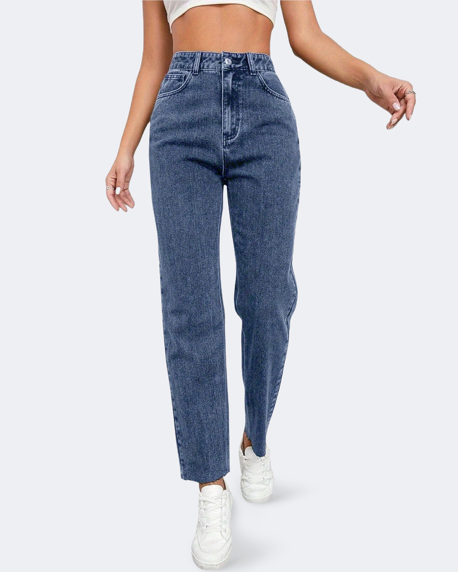Flvsun-Women's Jeans Mid Waist Straight Loose Tummy Tuck Fashion Jeans