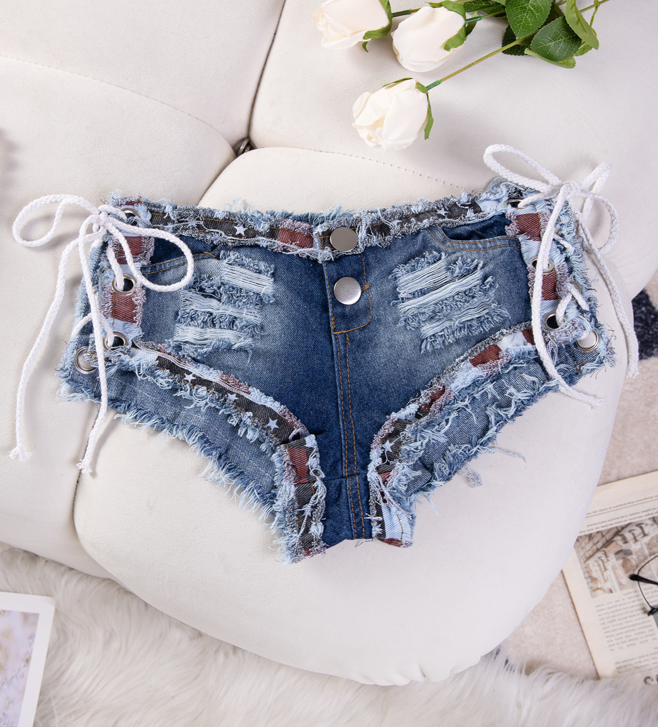 Flvsun-2025 Women's Sexy Jeans, Low-Rise Denim Shorts, Ripped Hot Pants – New Summer Fashion