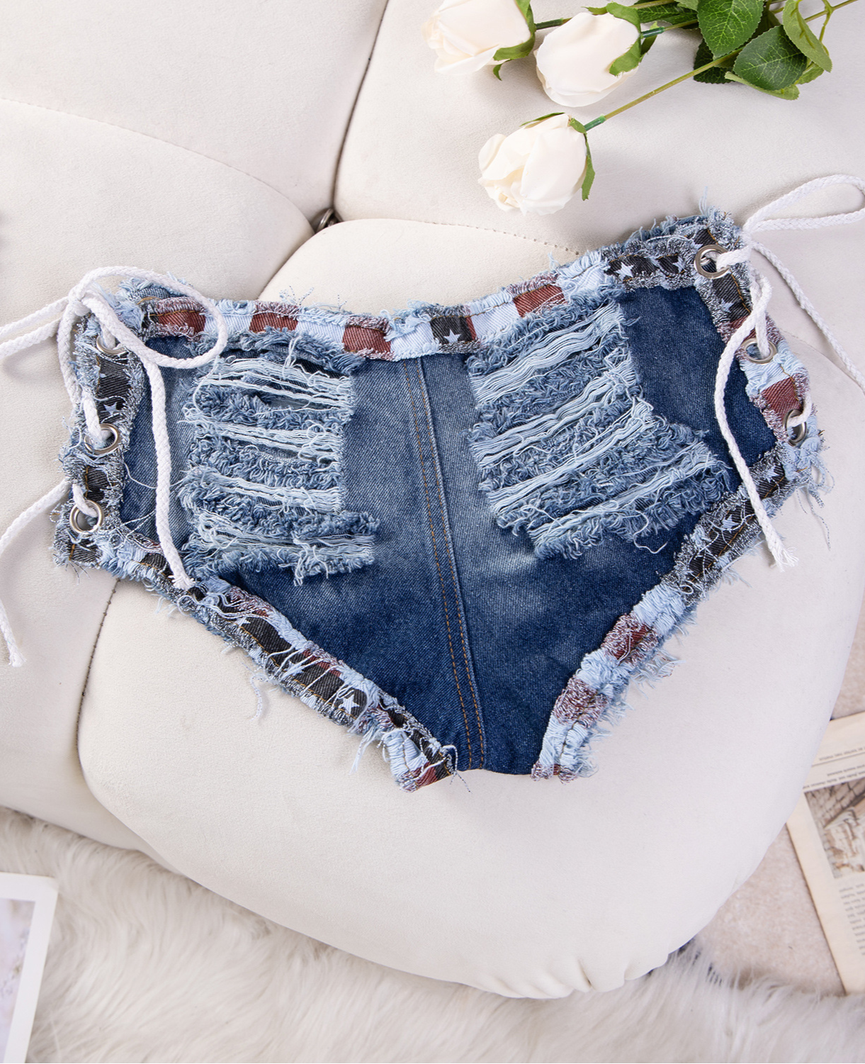 Flvsun-2025 Women's Sexy Jeans, Low-Rise Denim Shorts, Ripped Hot Pants – New Summer Fashion