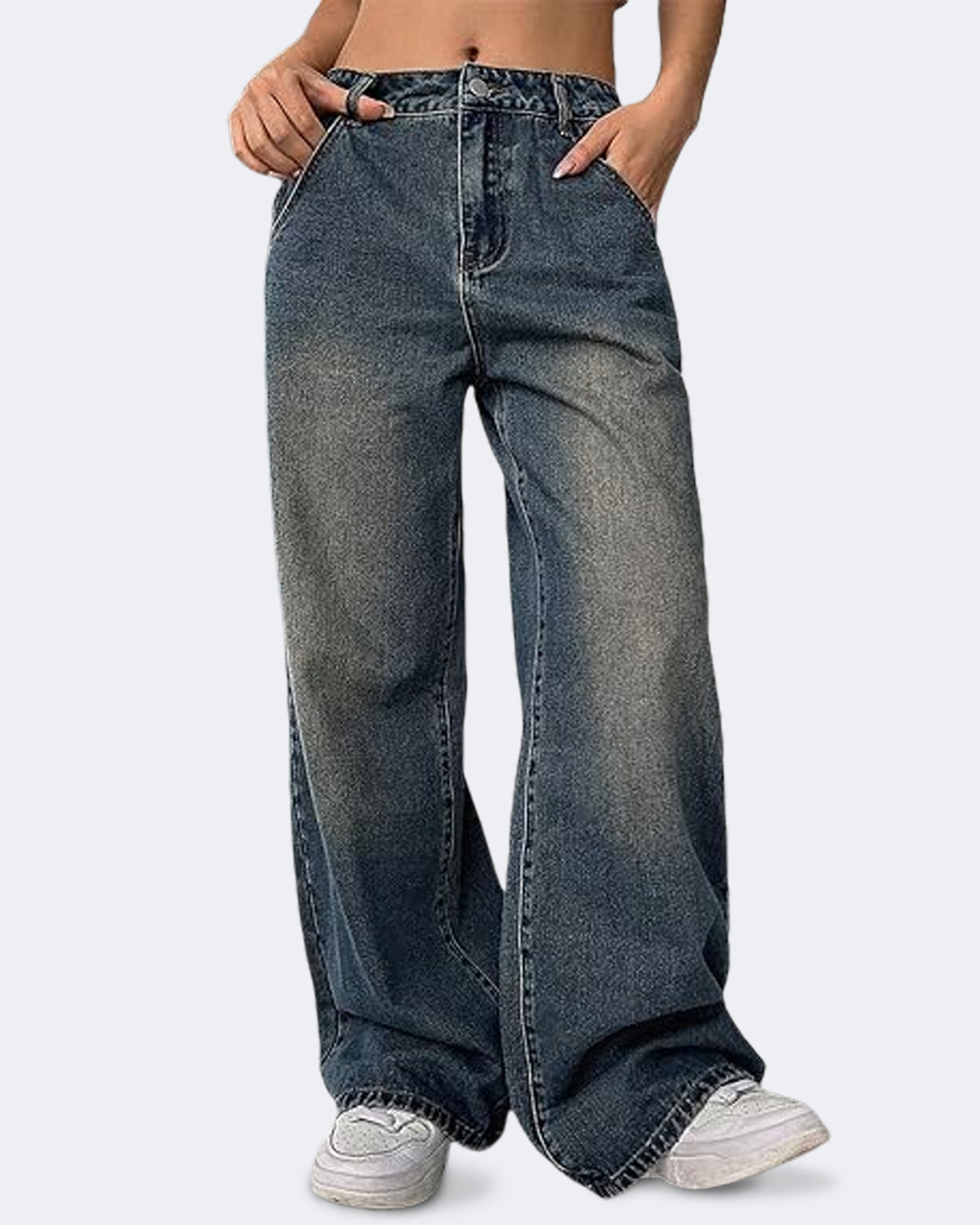 Flvsun-Women High Waist Baggy Jeans Vintage Wide Leg Jeans Loose Boyfriend Jeans Denim Pants Y2K