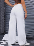 Flvsun-Women Loose Fit Wide Leg Casual Denim Pants With Pockets