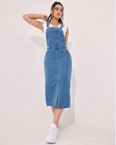 Flvsun-Women's Classic Denim Overalls Skirt with Adjustable Straps