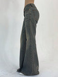 Flvsun-Women's Pocketed Casual Flare Leg Denim Jeans Y2k