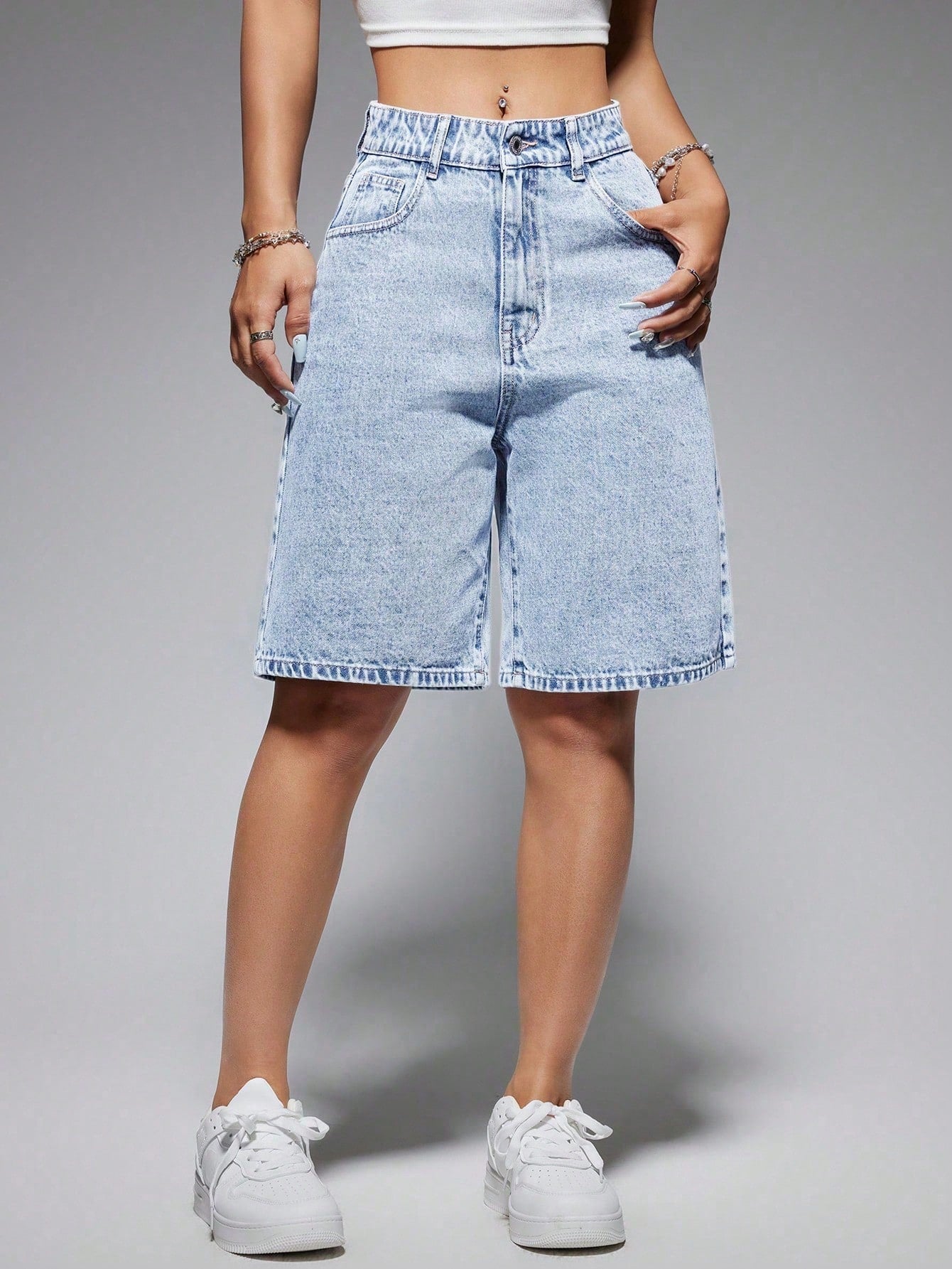 Flvsun-Women's Solid Color Simple Casual Denim Shorts For Summer