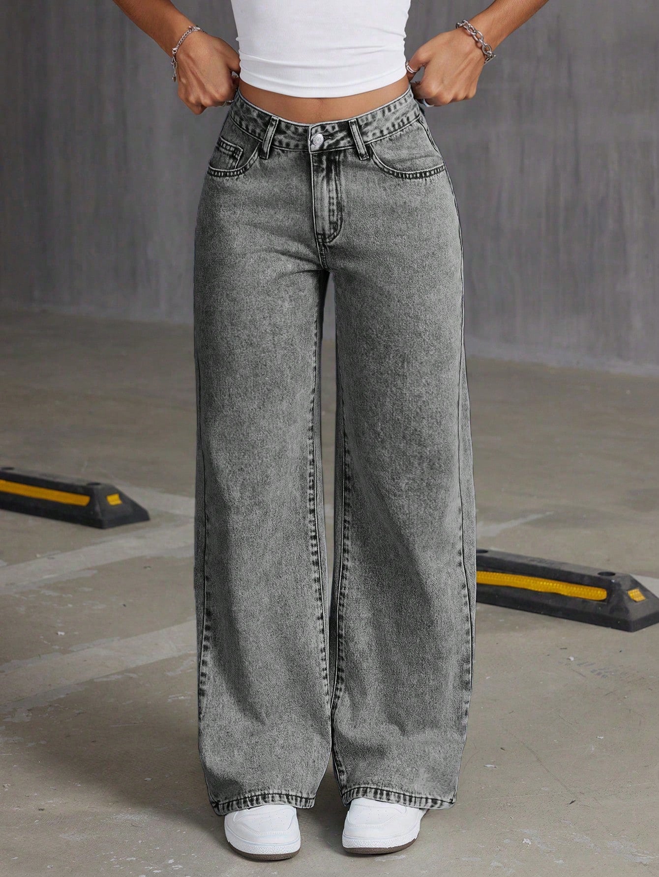 Flvsun-Women Embroidered Bowknot Washed Denim Jeans