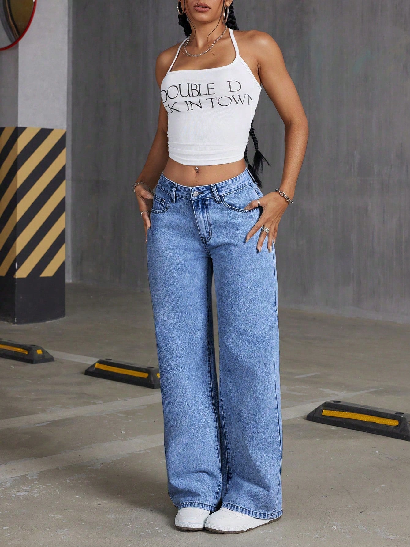 Flvsun-Women Embroidered Bowknot Washed Denim Jeans