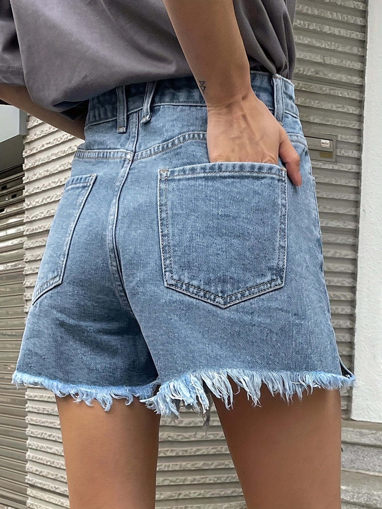Flvsun-Women's High Waisted Denim Skirt Shorts, Vintage Style, Side Split