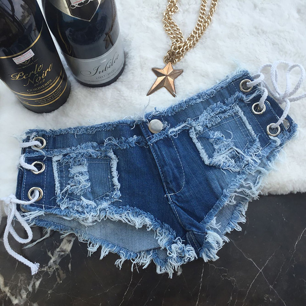 Flvsun-2025 New Summer Women's Low-Rise Denim Shorts - Sexy Hotpants