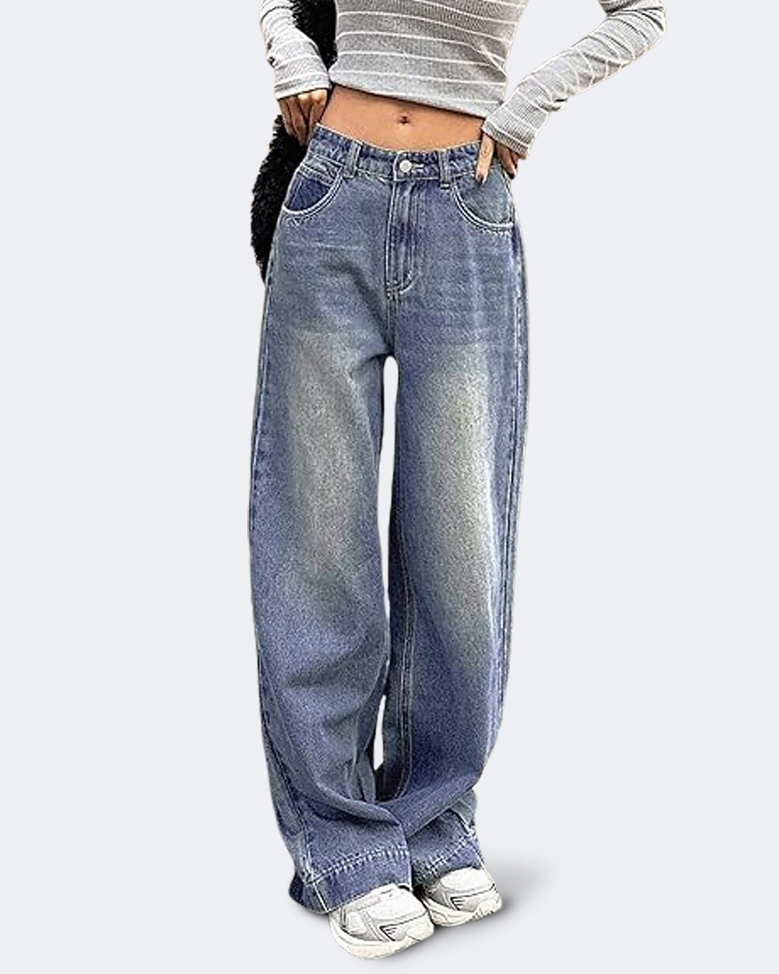 Flvsun-Women High Waist Baggy Jeans Vintage Wide Leg Jeans Loose Boyfriend Jeans Denim Pants Y2K