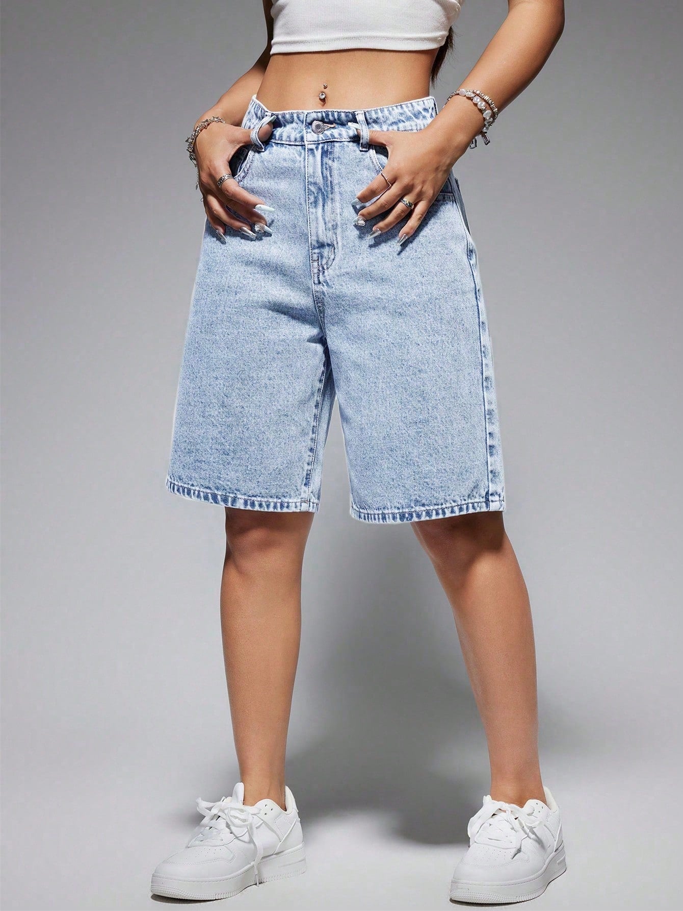 Flvsun-Women's Solid Color Simple Casual Denim Shorts For Summer