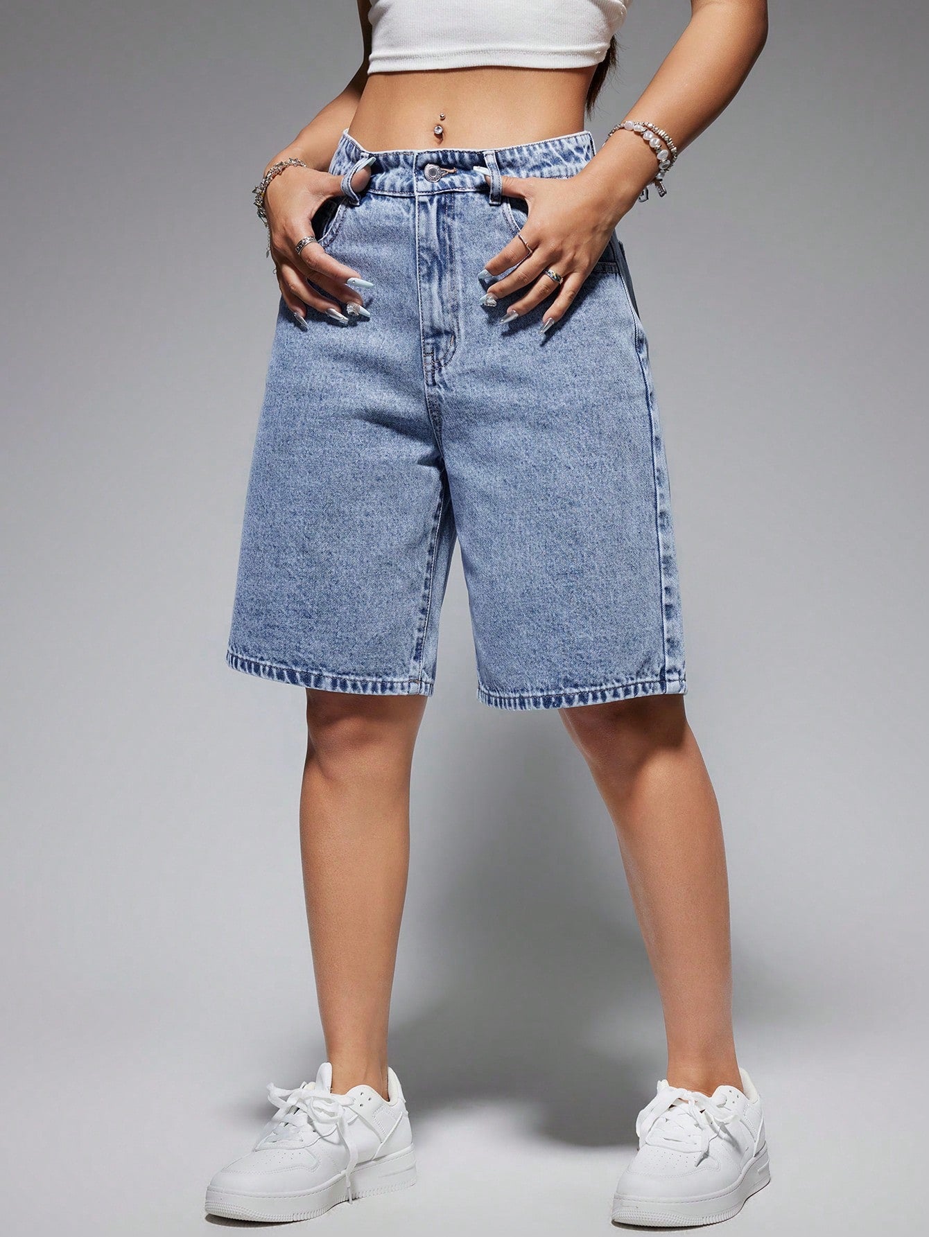 Flvsun-Women's Solid Color Simple Casual Denim Shorts For Summer