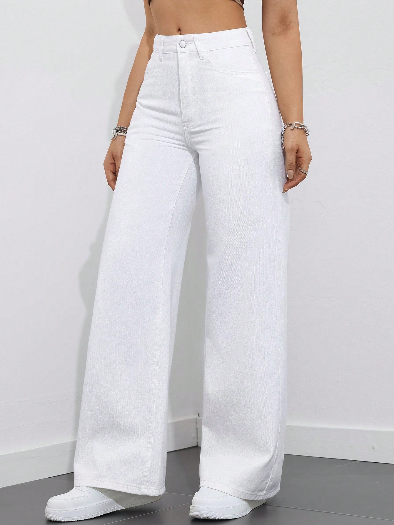 Flvsun-Wide Leg Jeans for Women Casual High Waist Baggy Jeans Denim Pants